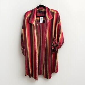 Torrid Kimono Shirt Duster Jacket 3X Striped Open Front Artsy Indie Boho Granola